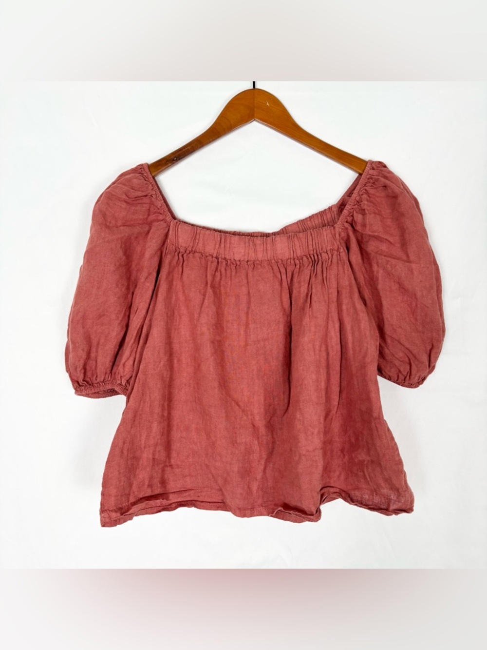 Meo Meli Linen Balloon Sleeve Orange Italy Blouse Women